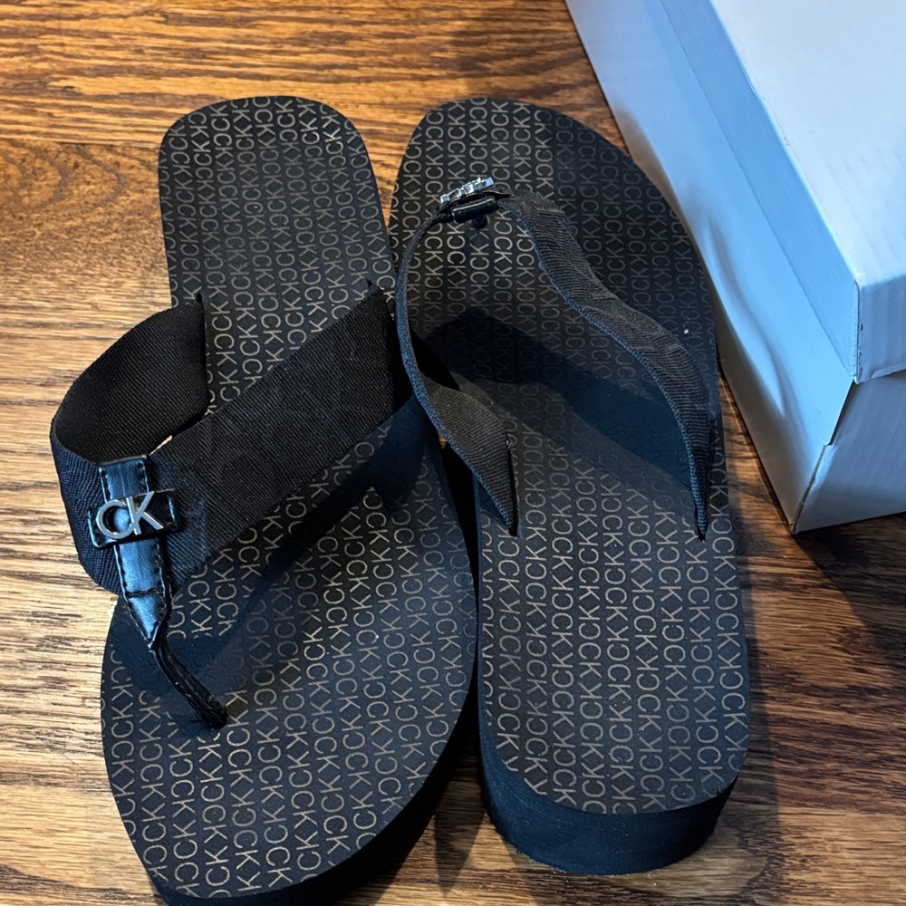 Calvin Klein Black Wedge Sandals